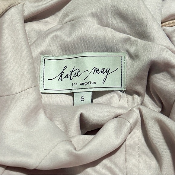 Katie May Blush Pink Boat Neck Low back Bow Full Length Designer Formal Gown - Picture 13 of 15